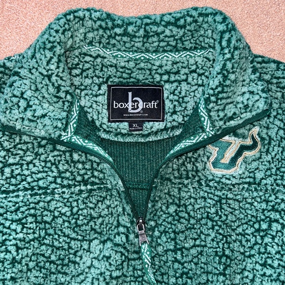 USF Bulls Boxcraft Half Zip Fleece Sherpa Pullover Jacket Green Unisex XL - Picture 7 of 7